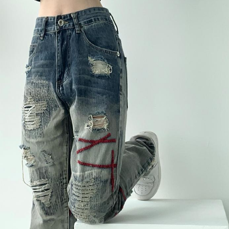   ƮƮ  û  y2k streetwear ƴ  hiphop high waisted jeans women 2022 summer plus size